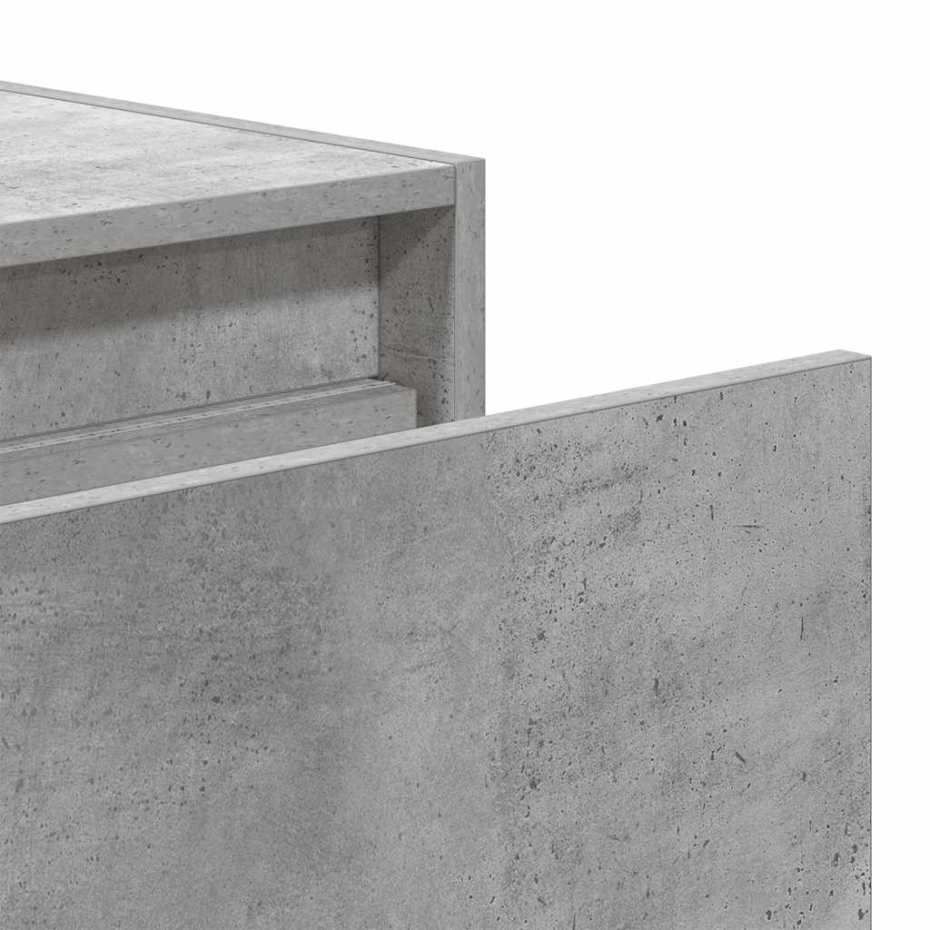 Comodini a Parete con Luci LED 2 pz Grigio Cemento