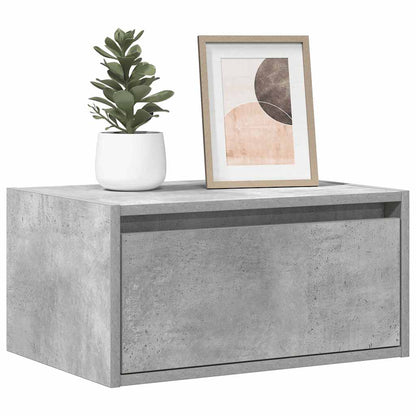 Comodini a Parete con Luci LED 2 pz Grigio Cemento