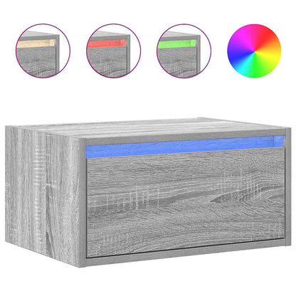 Comodini a Parete con luci LED 2 pz Grigio Sonoma - homemem39