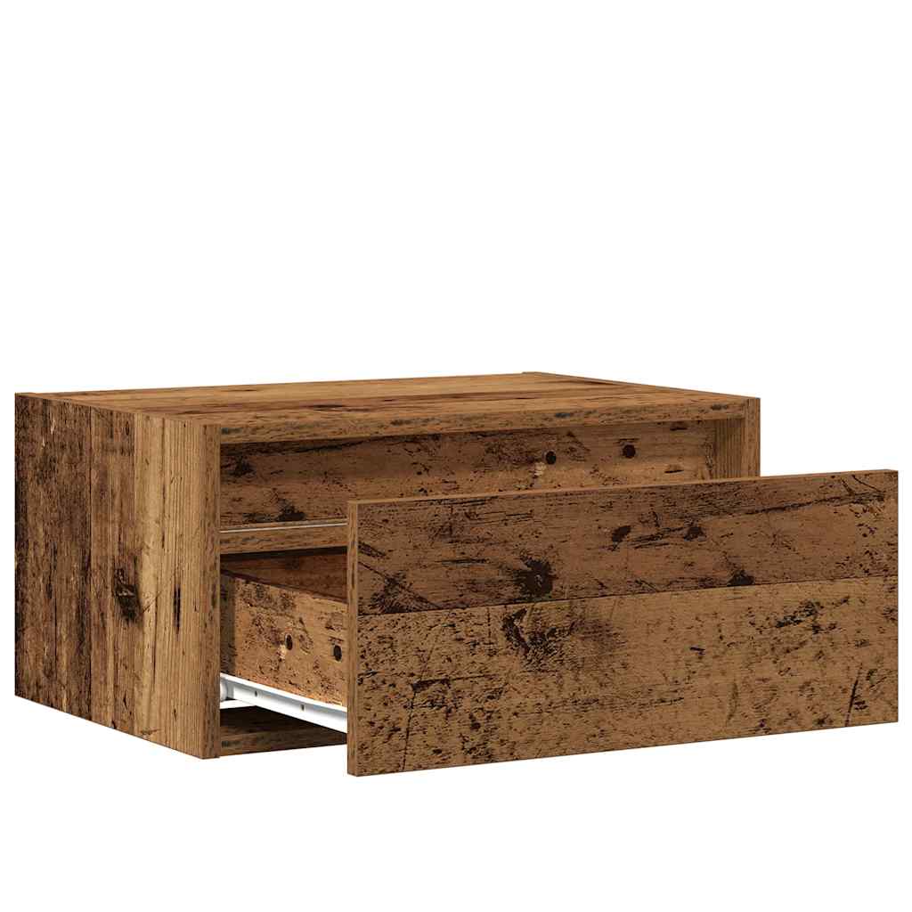 Comodino a Parete con Luci LED Legno Antico - homemem39