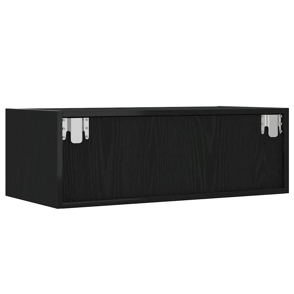 Mobile Porta TV con Luci LED Rovere Nero 75x35,5x25 cm - homemem39