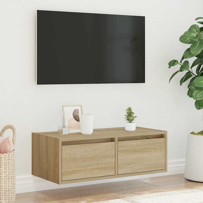 Mobile Porta TV con Luci LED Rovere Sonoma 75x35,5x25 cm