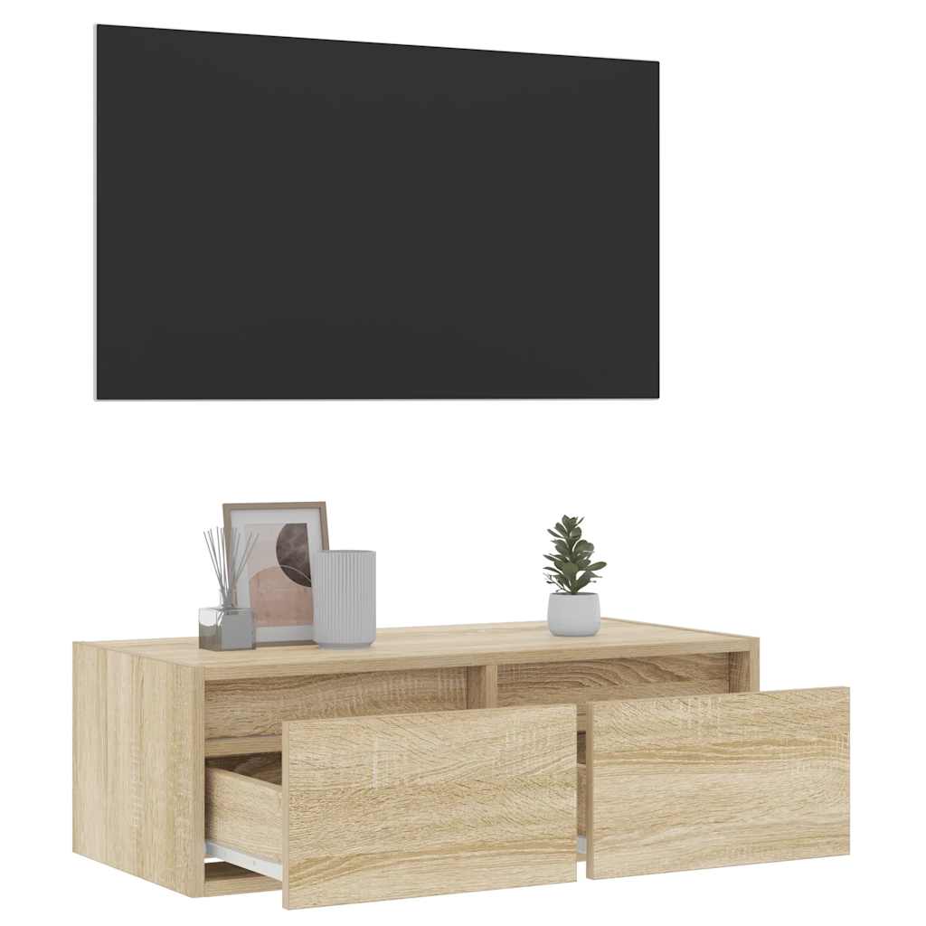 Mobile Porta TV con Luci LED Rovere Sonoma 75x35,5x25 cm - homemem39
