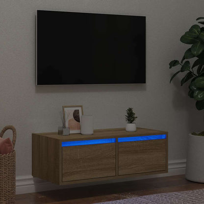 Mobile Porta TV con Luci LED Rovere Sonoma 75x35,5x25 cm - homemem39