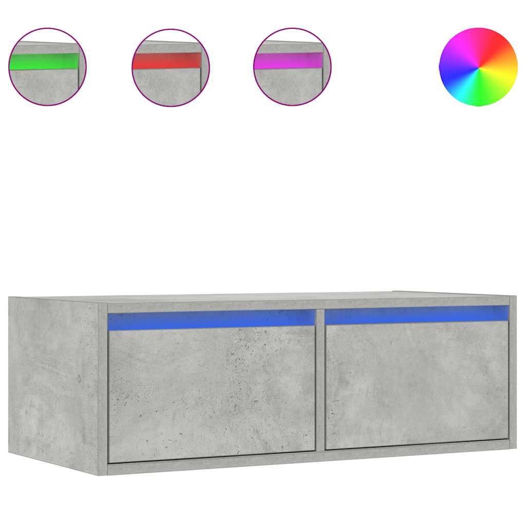 Mobile Porta TV con Luci LED Grigio Cemento 75x35,5x25 cm