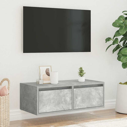 Mobile Porta TV con Luci LED Grigio Cemento 75x35,5x25 cm