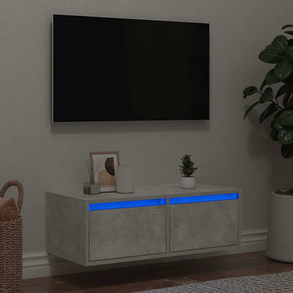 Mobile Porta TV con Luci LED Grigio Cemento 75x35,5x25 cm