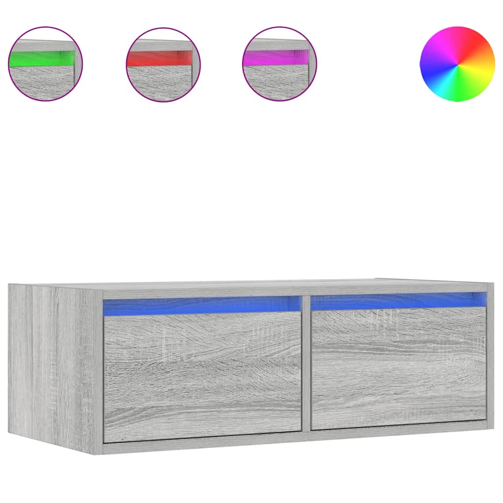 Mobile Porta TV con Luci LED Grigio Sonoma 75x35,5x25 cm - homemem39