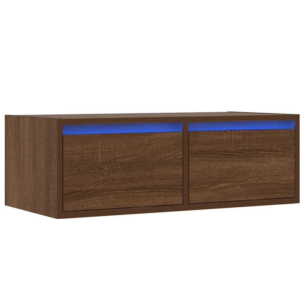 Mobile Porta TV con Luci LED Rovere Marrone 75x35,5x25 cm - homemem39