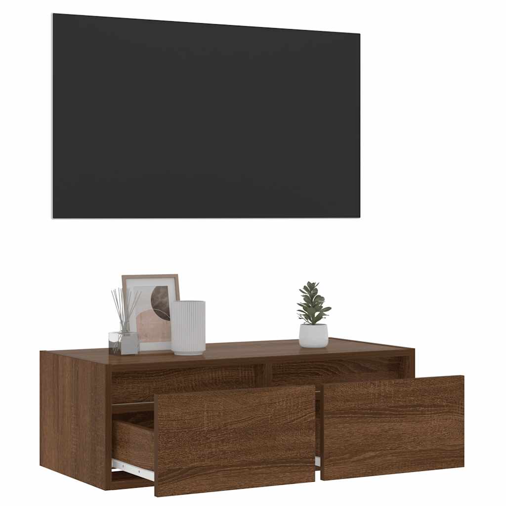 Mobile Porta TV con Luci LED Rovere Marrone 75x35,5x25 cm - homemem39