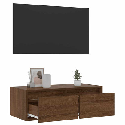 Mobile Porta TV con Luci LED Rovere Marrone 75x35,5x25 cm - homemem39