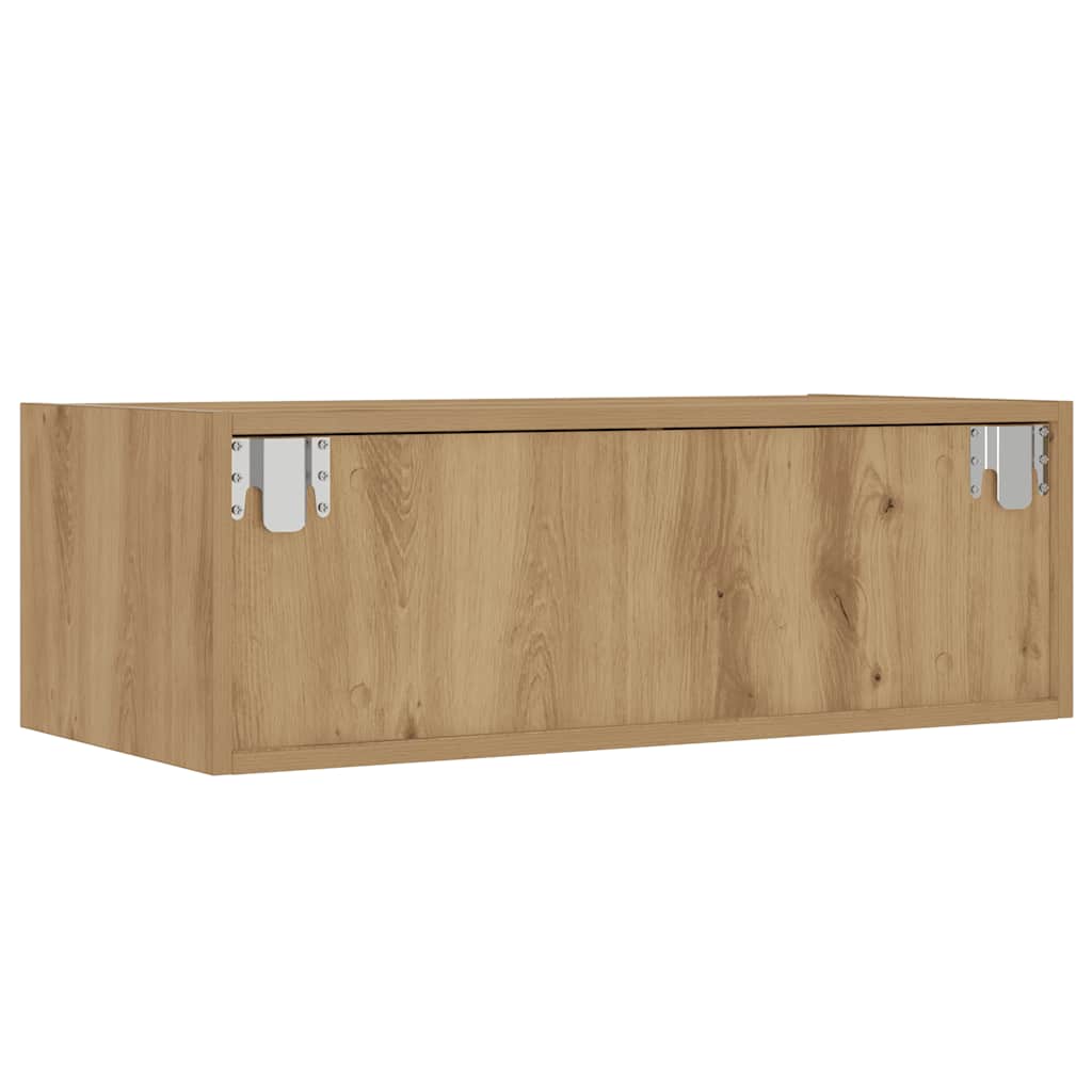 Mobile Porta TV con Luci LED Rovere Artigianale 75x35,5x25 cm - homemem39