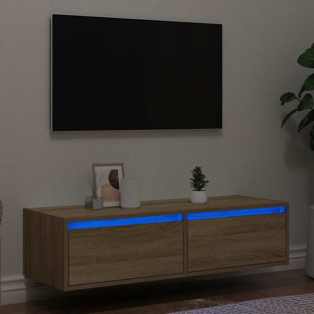 Mobile Porta TV con Luci LED Rovere Sonoma 100X35,5x25 cm - homemem39