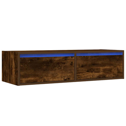 Mobile Porta TV con Luci LED Rovere Fumo 100X35,5x25 cm | homemem39