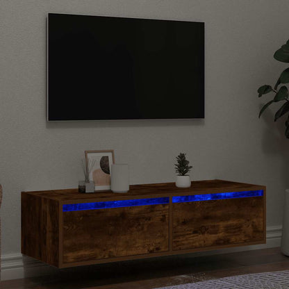 Mobile Porta TV con Luci LED Rovere Fumo 100X35,5x25 cm - homemem39