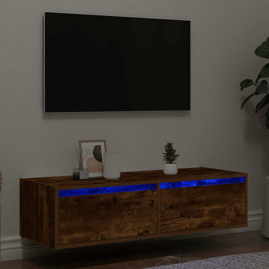 Mobile Porta TV con Luci LED Rovere Fumo 100X35,5x25 cm - homemem39