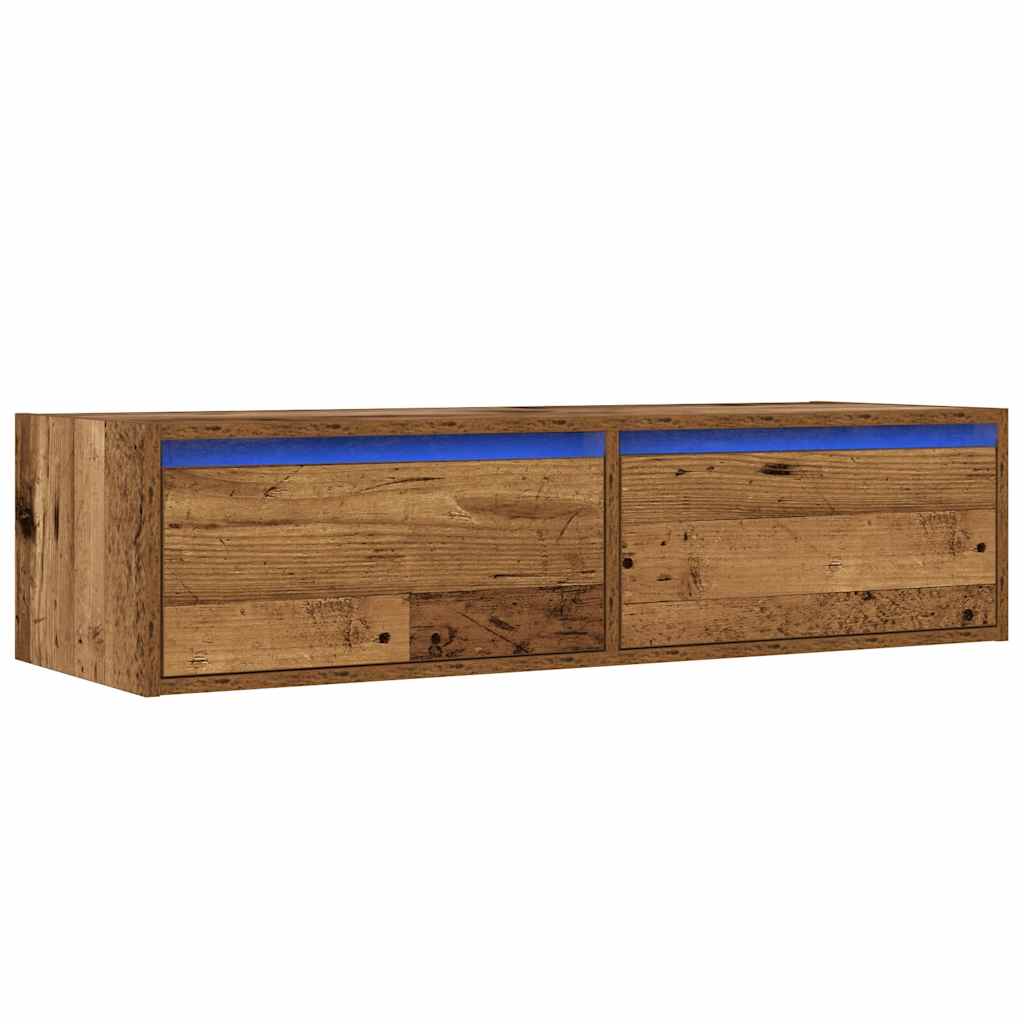 Mobile Porta TV con Luci LED Legno Vecchio 100X35,5x25 cm - homemem39