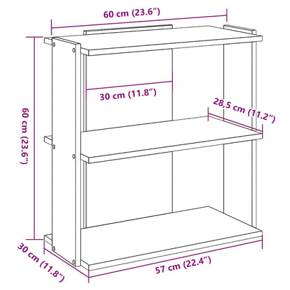 Libreria a 3 Ripiani Nera 60x30x60 cm in Legno Multistrato | homemem39