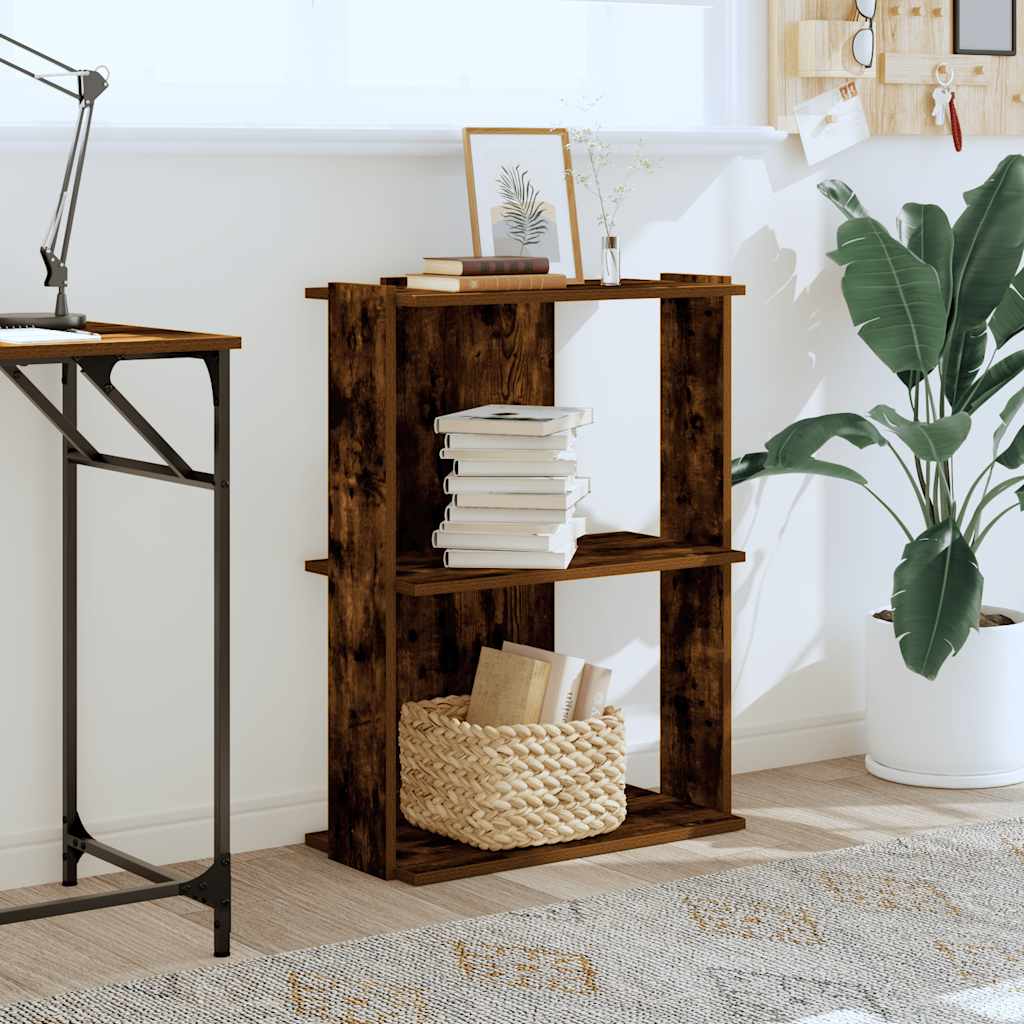 Libreria a 3 Ripiani Rovere Fumo 60x30x80 cm Legno Multistrato | homemem39