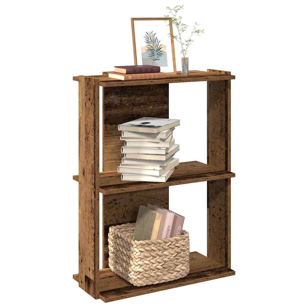 Libreria a 3 Ripiani Legno Antico 60x30x80 cm Legno Multistrato | homemem39