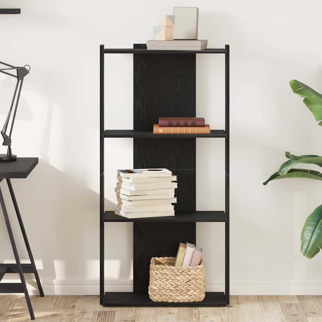 Libreria a 3 Ripiani Nera 60x30x120 cm in Legno Multistrato | homemem39