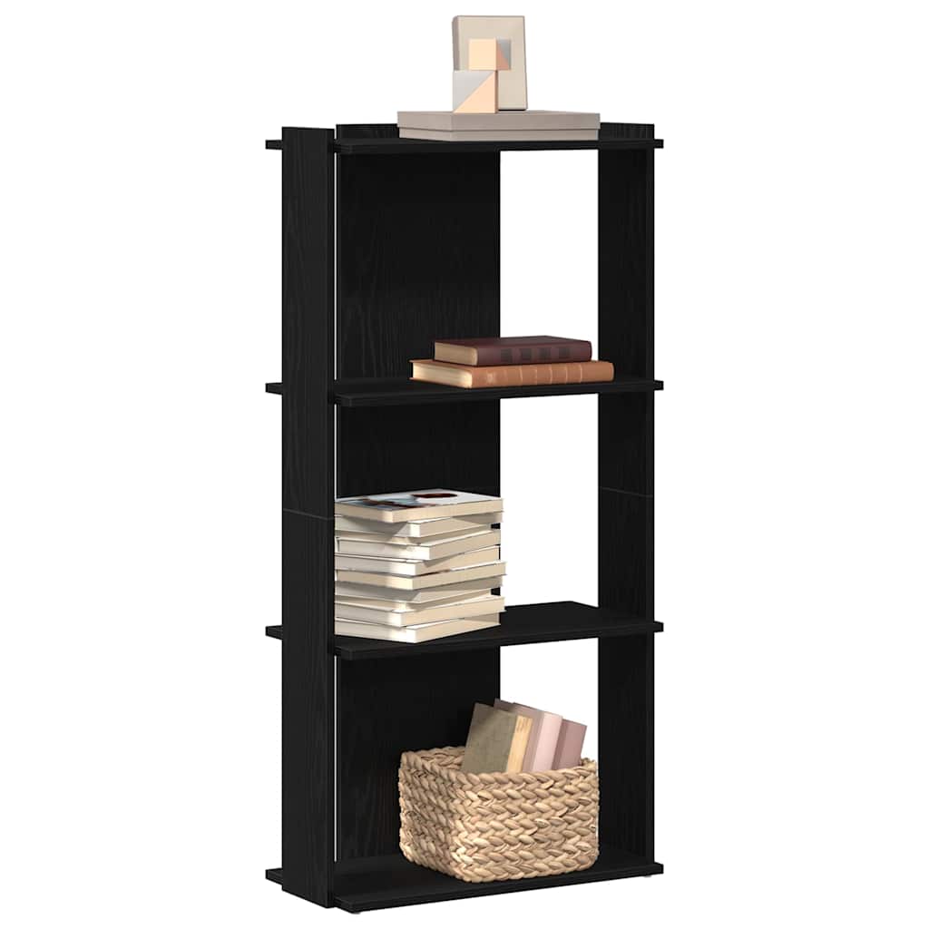 Libreria a 3 Ripiani Nera 60x30x120 cm in Legno Multistrato | homemem39