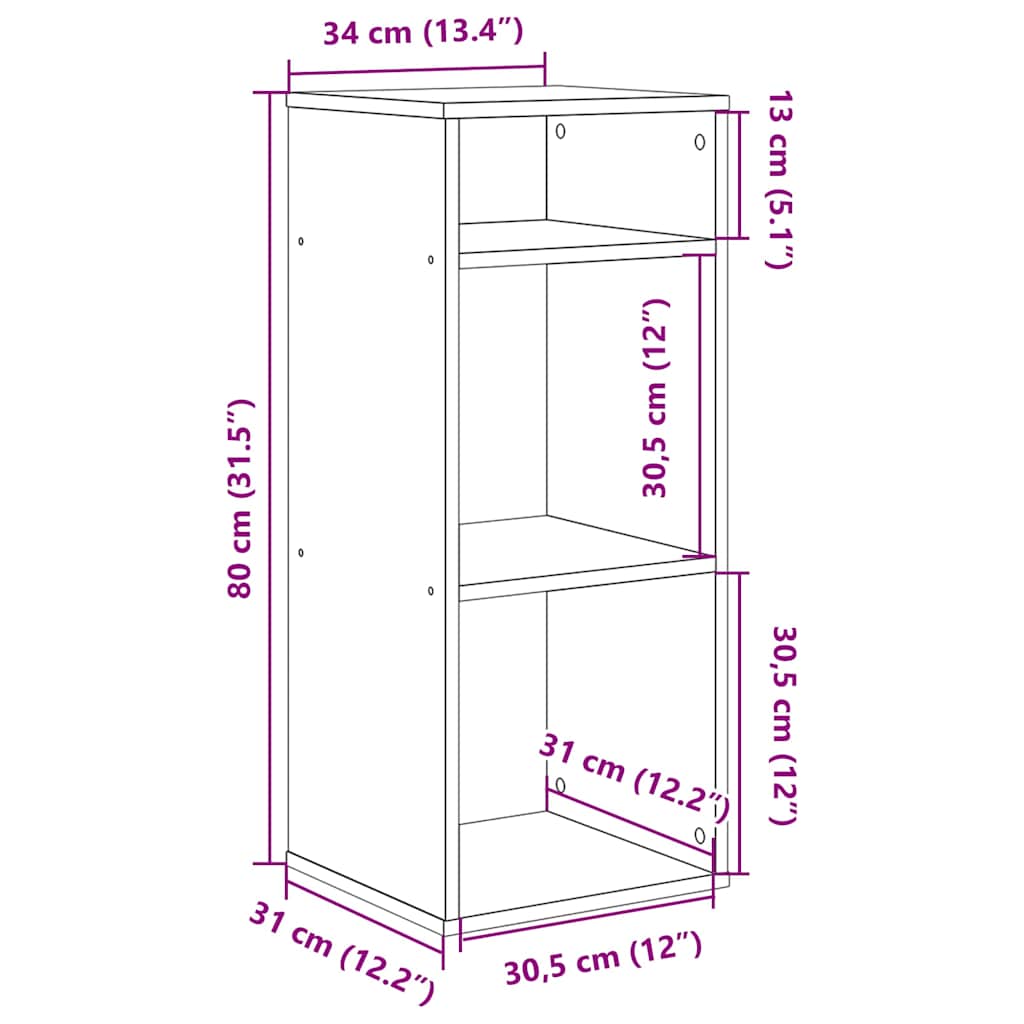 Libreria Grigio Cemento 34x31x80 cm in Legno Multistrato | homemem39
