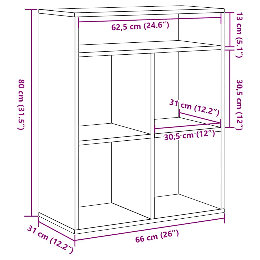 Libreria Bianca 66x31x80 cm in Legno Multistrato | homemem39