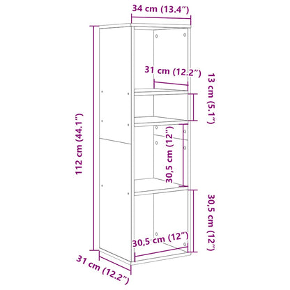 Libreria Grigio Cemento 34x31x112 cm in Legno Multistrato | homemem39