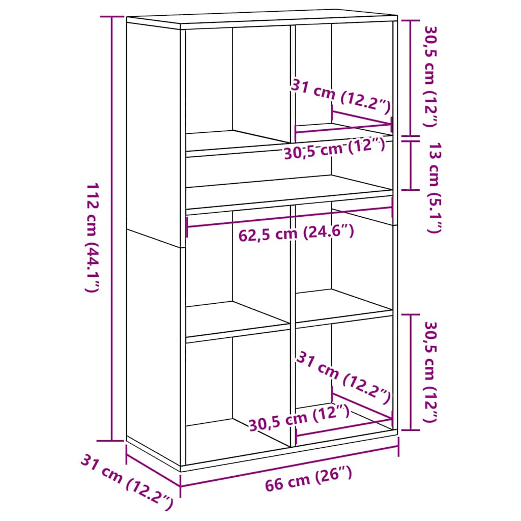Libreria Nera 66x31x112 cm in Legno Multistrato | homemem39