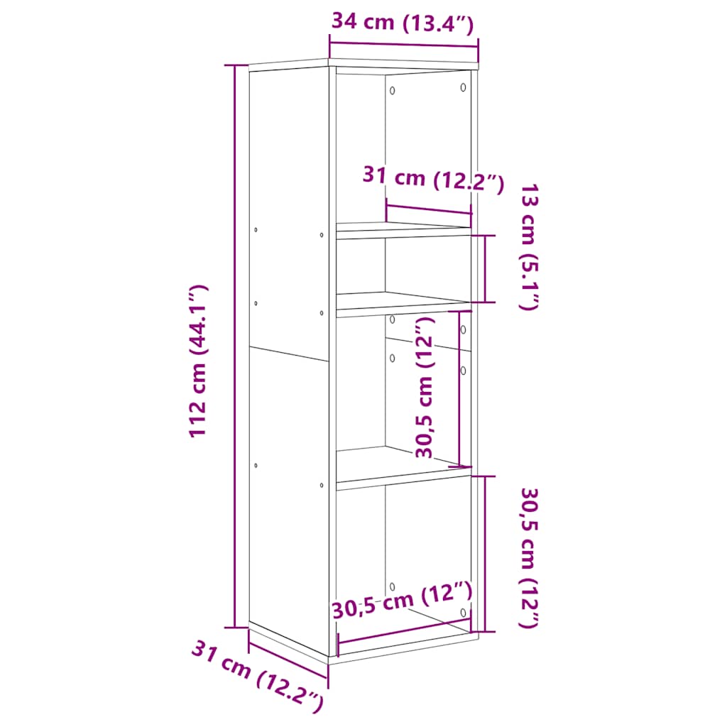 Libreria Rovere Fumo 34x31x112 cm in Legno Multistrato | homemem39