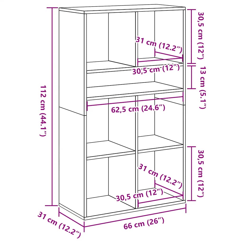 Libreria Grigio Cemento 66x31x112 cm in Legno Multistrato | homemem39
