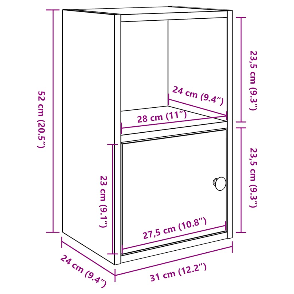 Libreria Rovere Artigianale 31x24x52 cm in Legno Multistrato | homemem39