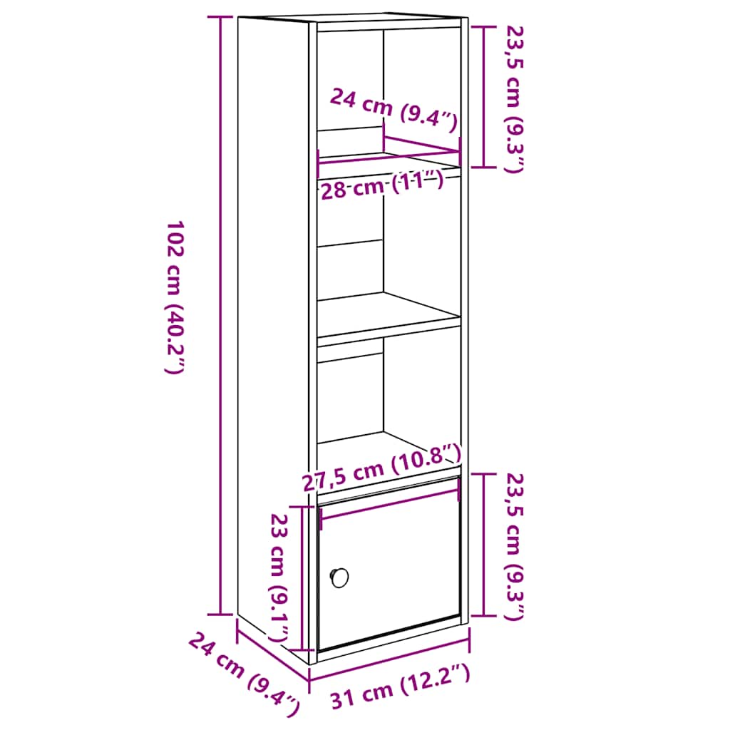 Libreria Grigio Sonoma 31x24x102 cm in Legno Multistrato | homemem39