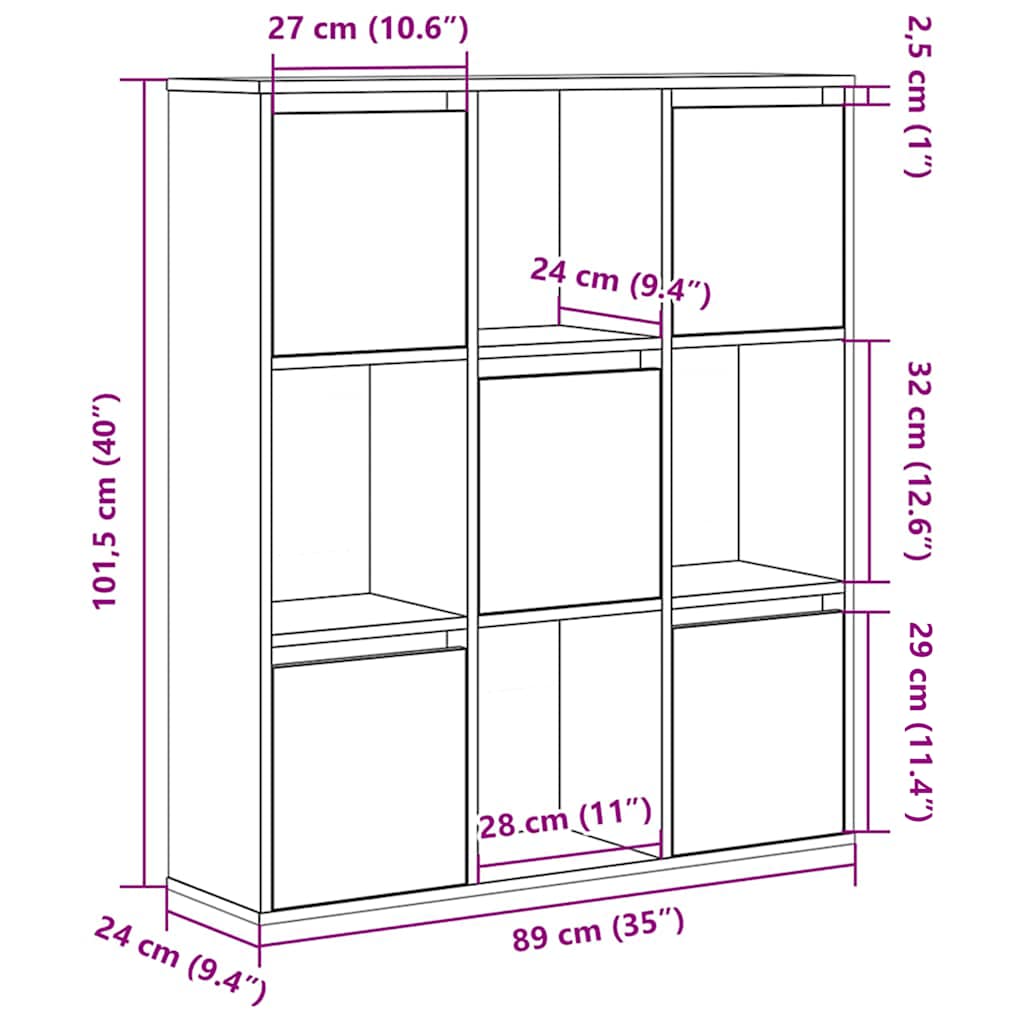 Libreria Rovere Nero 89x24x101,5 cm in Legno Multistrato | homemem39