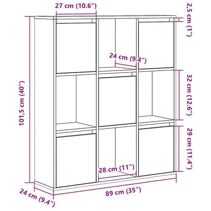 Libreria Grigio Sonoma 89x24x101,5 cm in Legno Multistrato | homemem39