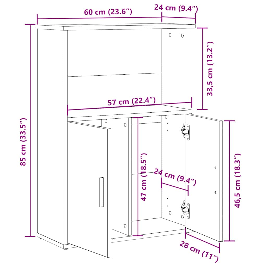 Libreria Grigio Sonoma 60x24x85 cm in Legno Multistrato | homemem39