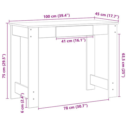 Scrivania Rovere Sonoma 100x45x75 cm in Legno Multistrato - homemem39