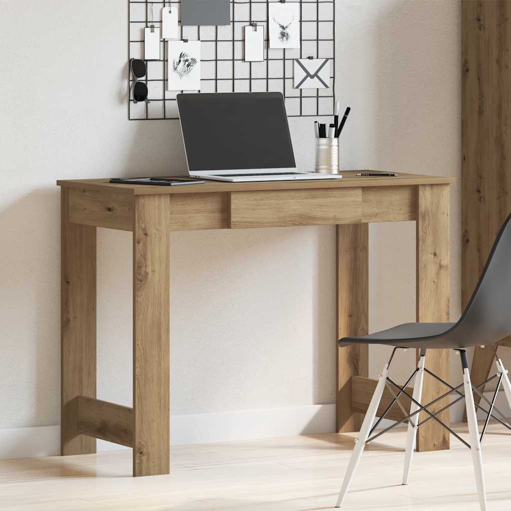 Scrivania Rovere Artigianale 100x45x75 cm in Legno Multistrato - homemem39