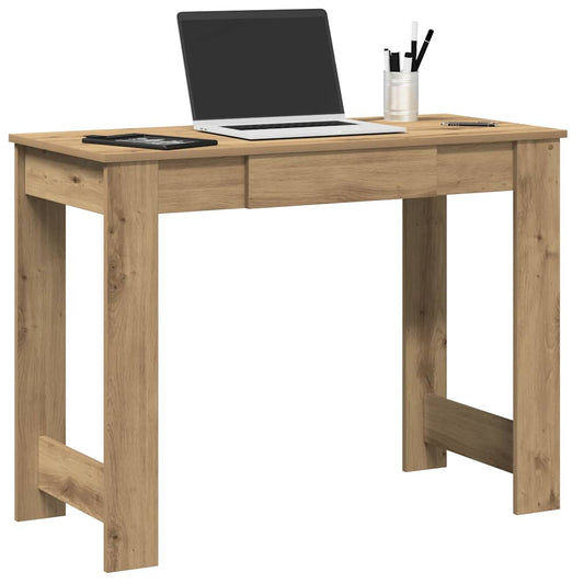 Scrivania Rovere Artigianale 100x45x75 cm in Legno Multistrato - homemem39