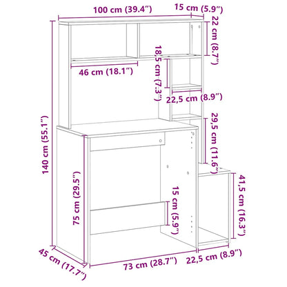 Scrivania con Mensole Bianca 100x45x140 cm in Legno Multistrato | homemem39