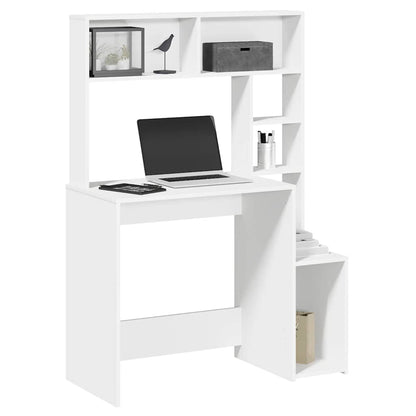Scrivania con Mensole Bianca 100x45x140 cm in Legno Multistrato | homemem39