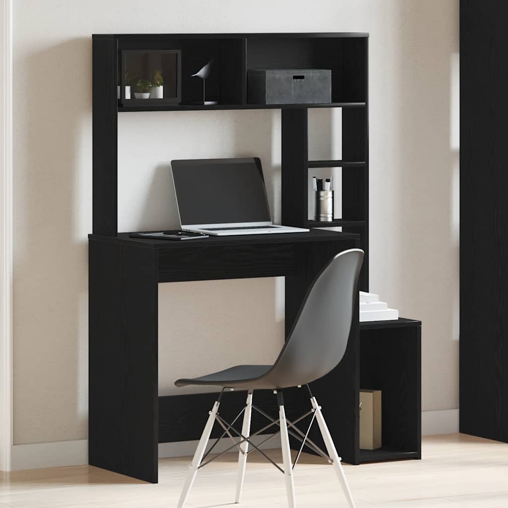 Scrivania con Mensole Nera 100x45x140 cm in Legno Multistrato | homemem39