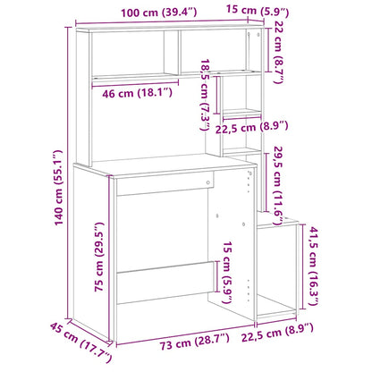 Scrivania con Mensole Nera 100x45x140 cm in Legno Multistrato | homemem39