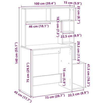 Scrivania Mensole Rovere Sonoma 100x45x140 cm Legno Multistrato - homemem39