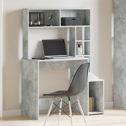 Scrivania Mensole Grigio Cemento 100x45x140cm Legno Multistrato | homemem39