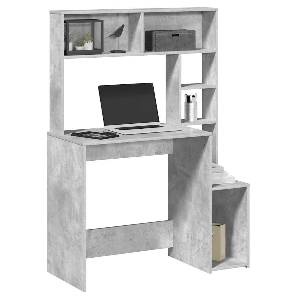 Scrivania Mensole Grigio Cemento 100x45x140cm Legno Multistrato - homemem39
