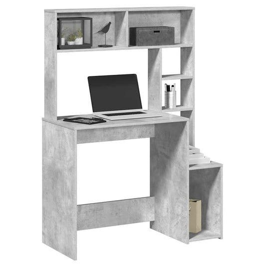Scrivania Mensole Grigio Cemento 100x45x140cm Legno Multistrato - homemem39