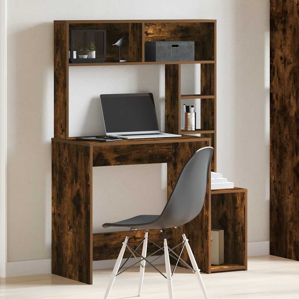 Scrivania Mensole Rovere Fumo 100x45x140 cm Legno Multistrato | homemem39