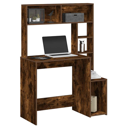 Scrivania Mensole Rovere Fumo 100x45x140 cm Legno Multistrato - homemem39